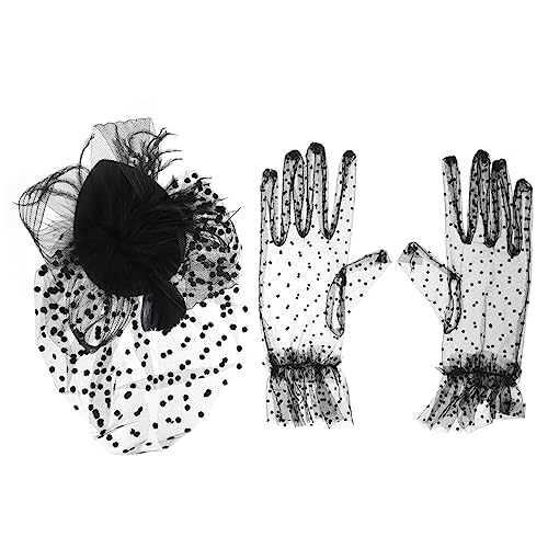 1 Satz Handschuhe Topper-Set Hochzeitsdekoration Halloween-Dekor Handshuh-Hüttenset Satinhaube Kleider Dame Handschuhe exquisite Handschuhe Zylinder Haarschmuck bilden einstellen von CALLARON