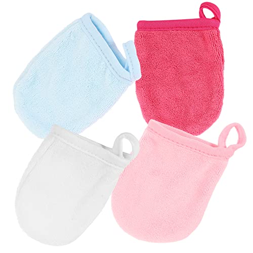CALLARON 1 Satz Handschuhe Waschen Hautpflege Make-up-entferner-handschuh Sanft Entfernen Handtücher Gesichtspeeling-peeling-handschuhe Peelinghandschuh Für Damen Superfeine Faser 4 Stück von CALLARON