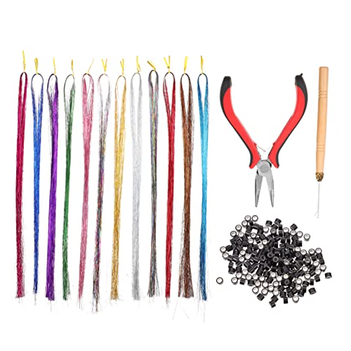 CALLARON Haarverlängerungskit Für Frauen Mit Strähnchen in Synthetischen Haarteilen Inklusive Silikonschnalle Zange Und Häkelnadel Für Verschiedene Anlässe von CALLARON