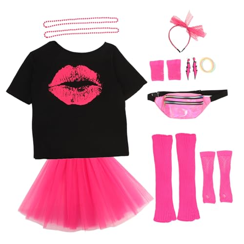 CALLARON 80er-jahre-ankleidezubehör Für Damen Halskette Armband Ohrringe Handschuhe Für Kostümpartys von CALLARON