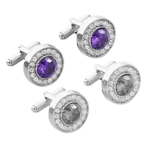 CALLARON -set Für Herren Runde Form Metall Und Zirkonia Für Formelle Anlässe 2 Paar Modische Boutonniere von CALLARON