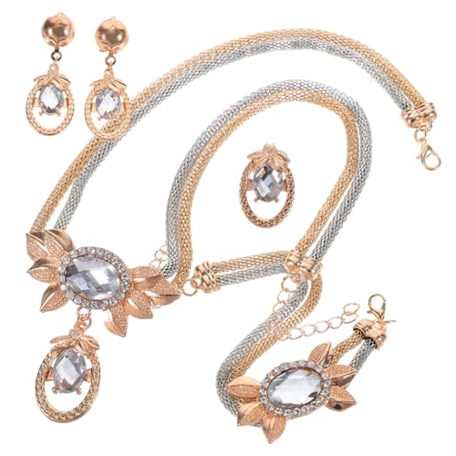 CALLARON 1 Satz Teiliges Set mit Ohrringen Halskette Armband und Brosche Elegantes Strassdesign für Hochzeiten und Besondere Anlässe von CALLARON