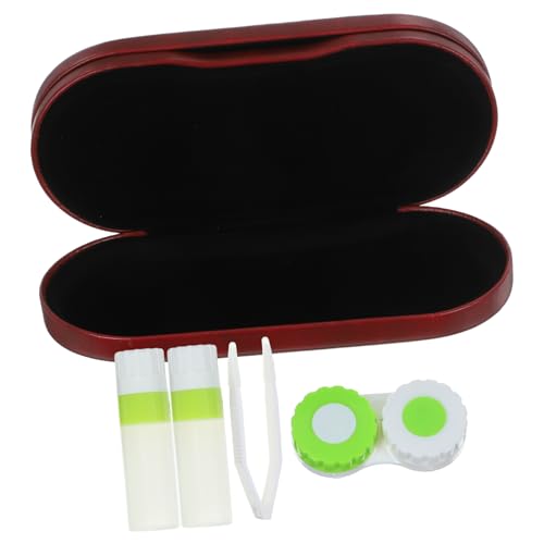 CALLARON 1 Set Brillenetui Linsen Brillenetuis Brillentragetasche Organizer Halter Professionelles Kontaktlinsenetui Reisezubehör Brillenetui Für Mehrere Brillen Pinzette Rot Pu von CALLARON
