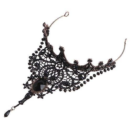 CALLARON 1 Stück Barock Hochzeit Krone Damen Schwarz Tiara für Braut und Geburtstagsfeiern Modisches Haarschmuck Accessoire für Partys und Besondere Anlässe von CALLARON