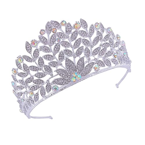 CALLARON 1 Stück Barocke Hochzeit Krone Haarschmuck Perlen Tiara für Braut Hochzeiten Partys und Fotoshootings Silberfarben von CALLARON