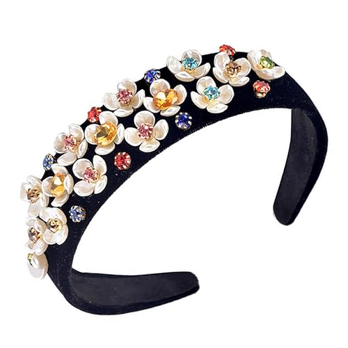 CALLARON Haarreif Breit Mit Stoffüberzug Und Strasssteinen Für Damen Frauen Mädchen Schwarz Langlebiges Material Details Modische Atmosphäre von CALLARON