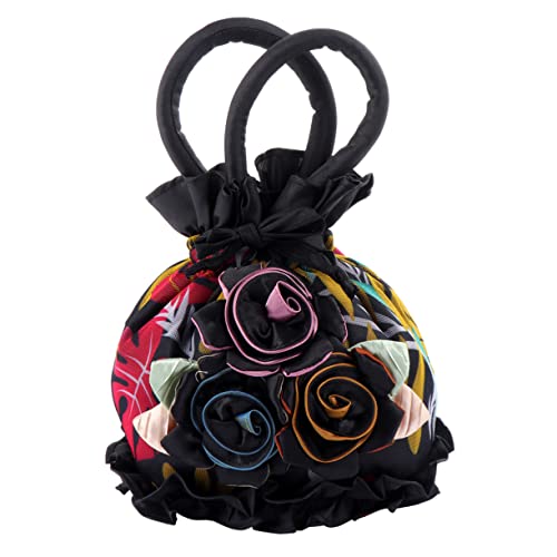 CALLARON 1 Stück Blumenform Abendtasche für Damen Handtasche mit Blumenmuster für Besondere Anlässe Hochwertiges Stoffmaterial Tragbare Kosmetiktasche Schwarz CALLARON 1 Stück Blumenform Abendtasche für Damen Handtasche mit Blumenmuster für Besondere Anlässe Hochwertiges Stoffmaterial Tragbare Kosmetiktasche Schwarz von CALLARON