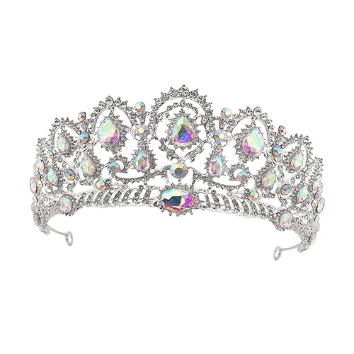CALLARON 1 Stück Braut Tiara mit Bunten Strasssteinen Eleganter Kopfschmuck für Hochzeiten Fotorequisiten für Besondere Anlässe von CALLARON
