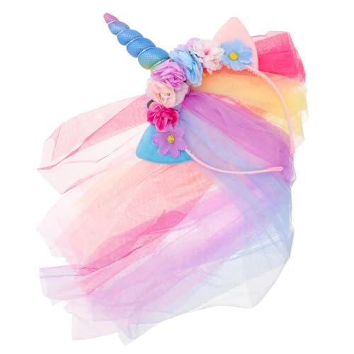 CALLARON Unikat Einhorn Haarreif Mit Schleier Für Mädchen Süße Haarschmuck Accessoire Für Partys Geburtstagsfeiern Und Cosplay Bequem Und Rutschfest von CALLARON