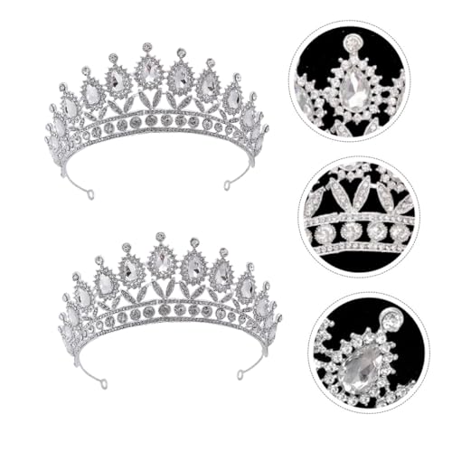 CALLARON 1 Stück Hochwertige Kristallkrone für Damen Stirnband für Hochzeiten Partys und Besondere Anlässe Zeremonielle Tiara mit Wasserfall Design Funkelnde Haarverzierung Silber von CALLARON