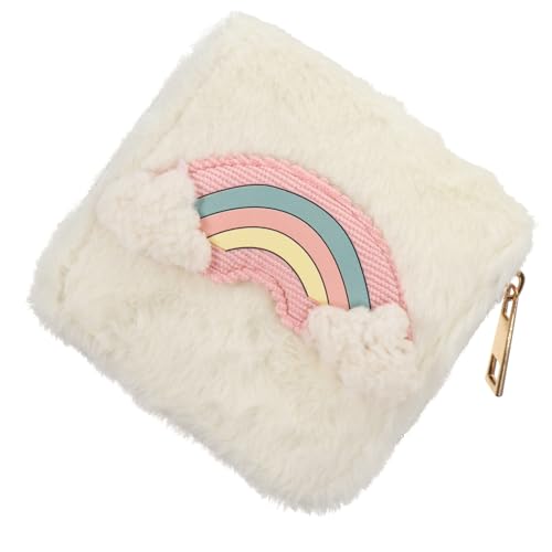 CALLARON 1 Stück Plüsch Geldbörse mit Reißverschluss Stylischer Kurzer Geldbeutel für Mädchen Handliche Tasche für Schule und Freizeit Weiß von CALLARON