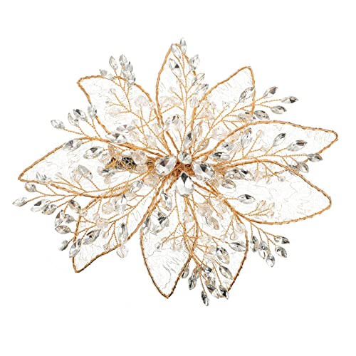 CALLARON 1 Stück Rhinestone Haarklammer für Hochzeiten Brautschmuck Haarspange mit Blumen Design für Hochzeiten Geburtstagsfeiern und Fotoshootings Leicht und Komfortabel zu Tragen von CALLARON