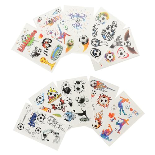 CALLARON 10 Blatt Fußball Aufkleber Spiel Bunte Tattoos Temporäre Aufkleber Decals Fußball Gesicht von CALLARON