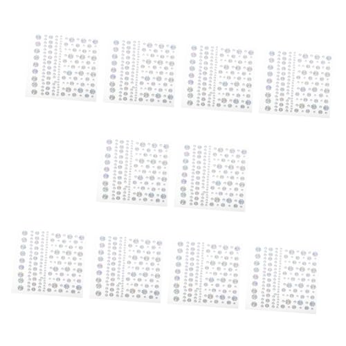 CALLARON 10blätter Selbstklebende Strass-aufkleber Für Gesicht Flache Rückseite Juwelen-aufkleber Für Make-up Diy-strasssteine Edelsteine Für Festival Gesicht Make-up von CALLARON