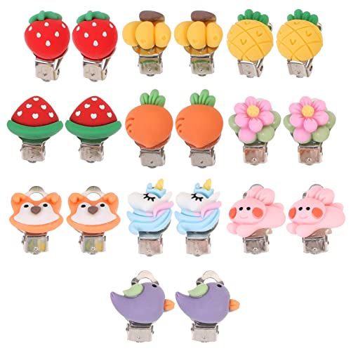 CALLARON 10paare Clip Ohrringe Für Mädchen Lustige Cartoon-blumen Ohrclips Schmerzfreie Tragbare Ohrringe Für Junge Mädchen Perfektes Festtags-schmuck Kleine Prinzessinnen von CALLARON
