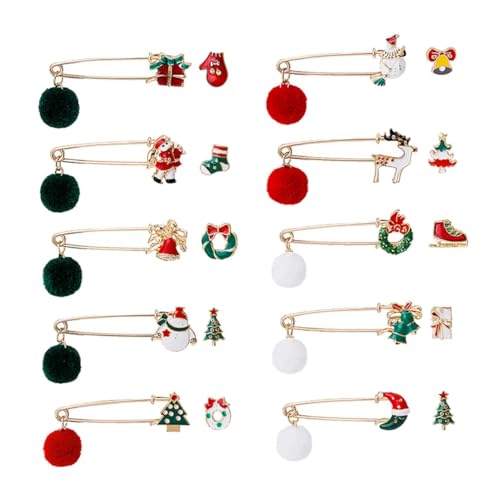 CALLARON 10 Sätze Weihnachtsbroschen Mix Praktische Anstecknadeln für Kleidung Festliche Modeaccessoires für Party Schmuck von CALLARON