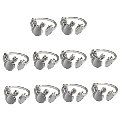 CALLARON 10 Stk Hasenring Ringschmuck Mädchen klingeln Ringdekor zierlicher Fingerring Ringe verstellbarer Ring Fingerring für Mädchen niedlich offener Ring Fräulein Kupfer von CALLARON