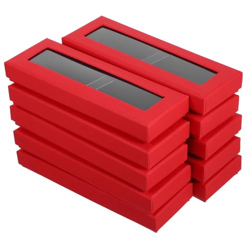 CALLARON 10 Stück Stiftverpackungen Geschenkboxen Stiftbehälter Stiftverpackungen Stiftständer Stiftetui Stiftvitrine Stiftetui Rot PVC von CALLARON