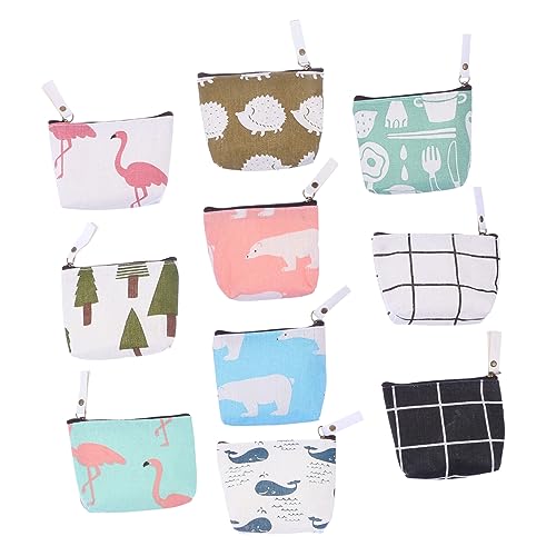 CALLARON 10 Stück Teiliges Mädchen Cartoon Canvas Münzbeutel Langlebige Kleine Coin Storage Pouch Kompakte Organizer Tasche für Schlüssel und Kleingeld Handliche Geldbörse für Alltag und von CALLARON