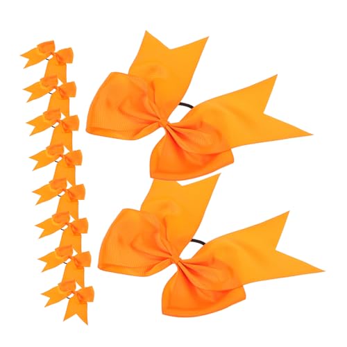 CALLARON 10 Stück Teiliges Orangefarbener Haarschleifen aus Dekorative Cheer Bows für Mädchen und Teenager Elastische Haarbänder Sicher und Langlebig für Tanz und Bühnenauftritte von CALLARON
