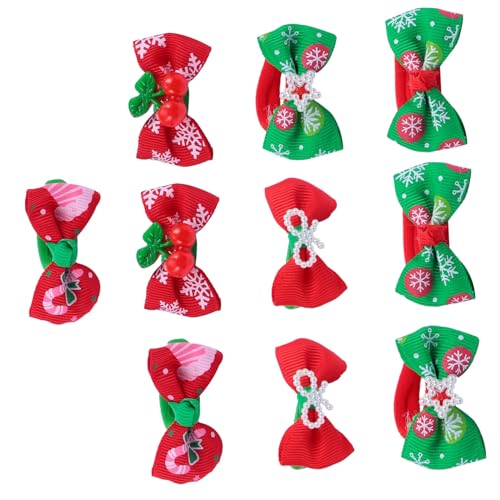 CALLARON 10 Stück Teiliges Weihnachts Haargummis mit Schleifen Weiche Komfortable Haargummis für Mädchen Festliche Haarschmuck für Ponytail Babykopfhaar und Party Langlebig und von CALLARON