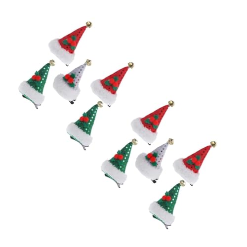 CALLARON 10 Stück Teiliges Weihnachtsmütze Haarspangen aus Pailletten Festliche Haarclips Rot Grün Silber Dekorativer Haarschmuck für Mädchen für Weihnachtsfeiern und Festliche Looks von CALLARON