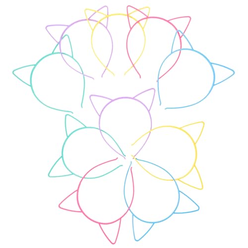 CALLARON 10 Teiliges Katzenohren Haarreif für Mädchen Kunststoff Stirnbänder Niedliche Tierohren Kopfbedeckung für Cosplay Partys und Themenfeiern von CALLARON