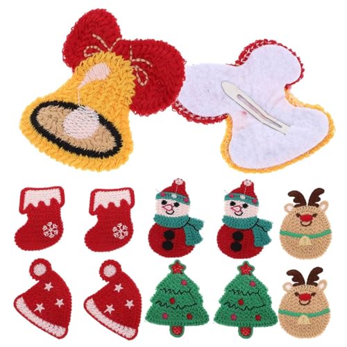 CALLARON 12 Stck Teiliges Weihnachten Haarklammern für Mädchen Kleine Gestrickte Haarspangen mit Weihnachtsmütze Schneemann Tanne Glocke Rentier Weihnachtsstrumpf Leichte Dekorative von CALLARON