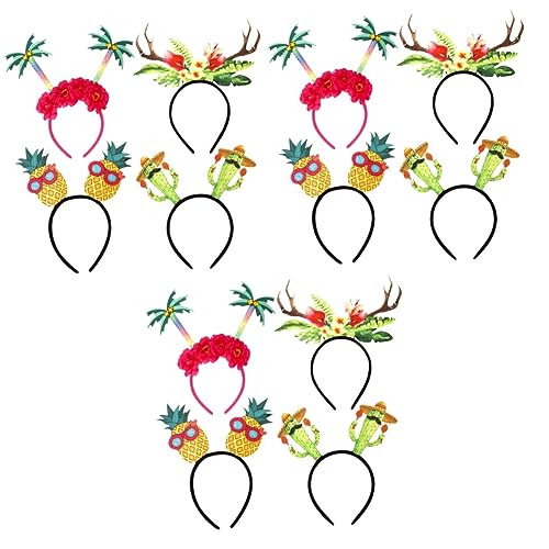 CALLARON 12 Stk Ananas-kokos-stirnband Sommer Strand Stirnbänder Neuartiges Haarband Palmen-stirnbänder Kaktus-stirnband Hawaii-party-kostümzubehör Cosplay Sommerstrand Kind Plastik von CALLARON