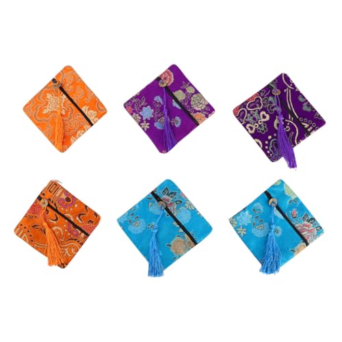 CALLARON 12 Stücke Damen Geldbörse im Chinesischen Stil Segensgeldbörse Multi Farben Kreditkartenetui Seidenverarbeitung von CALLARON