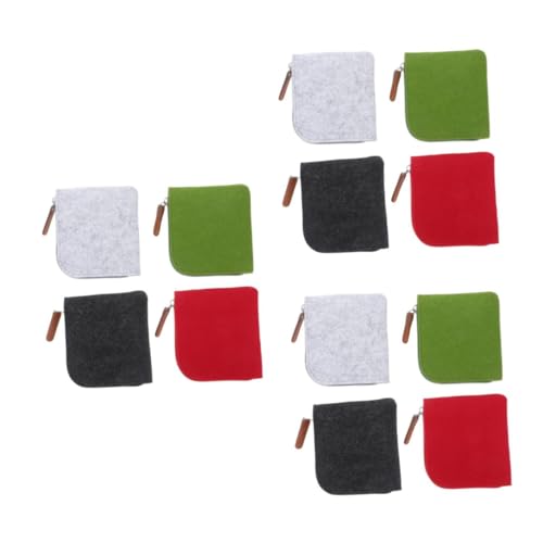 CALLARON 12 Stück Teiliges Filz Mini Geldbörse Set mit Reißverschluss Wasserfest Langlebig für Mädchen und Kompakte Kleingeldbörse Rot Hellgrau Grün Dunkelgrau für Schule Shopping Alltag von CALLARON