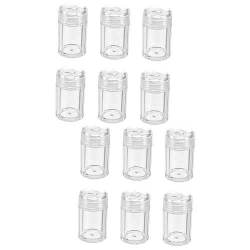 CALLARON 12 Stück Teiliges Nachfüllbare Lose Puderbehälter mit Sieb und Deckel Leere Kosmetikflaschen für Reisen Transparent Hautfreundliches Material Auslaufsicher Für Make Up Lidschatten von CALLARON