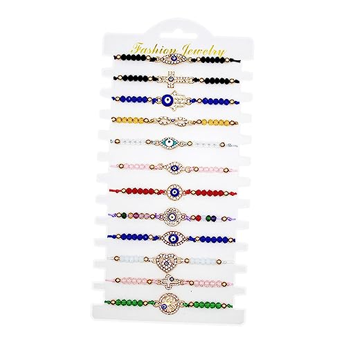 CALLARON 12 Stück Teiliges Verstellbares Evil Eye Armband mit Blauen Kristallperlen Bösem Blick Schutzarmbändern Handgefertigt Komfortabel Langlebig für Damen und Herren von CALLARON