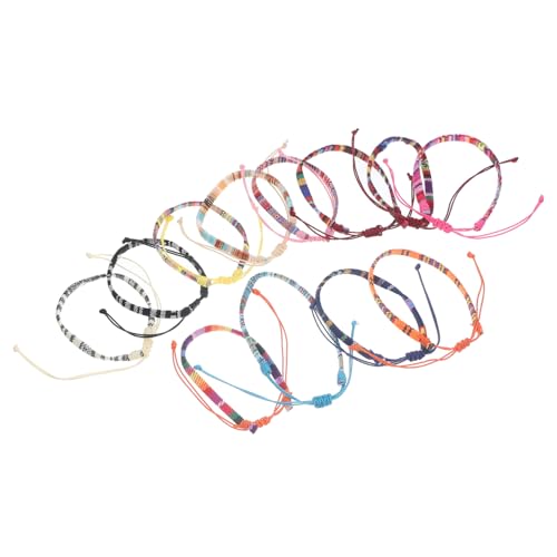CALLARON 12 Stück Teiliges Verstellbares Geflochtenes Armband aus Widerstandsfähigem Wachsseil Unisex Ethno Stil Sommer Strand Schmuck mit Einzigartigem Wellenmuster Vielseitig Tragbar für von CALLARON