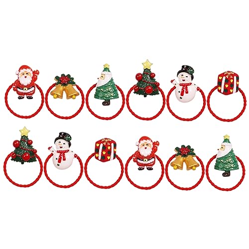 CALLARON 12 Stück Teiliges Weihnachts Haargummi Set für Damen Elastische Ponytail Halter mit Bequemer Farblich Abgestimmt zum Haar für Festliche Frisuren und Weihnachtsfeiern von CALLARON