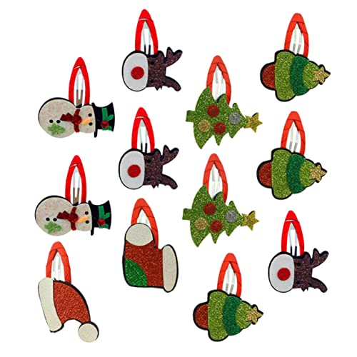 CALLARON 12 Stück Teiliges Weihnachts Haarschmuck mit und Schneemann Design Dicke Gerippte Clips Schonend für Haare Party und Festtags Deko für Mädchen und Damen von CALLARON