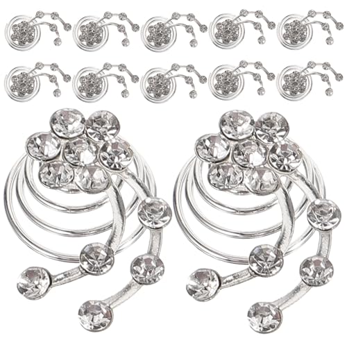 CALLARON 12stücke Rhinestone Haarnadeln Spiralförmige Haarspangen Haarschmuck Für Frauen Elegante Hochzeits Prom-schnalle Vielseitig Für Verschiedene Frisuren von CALLARON