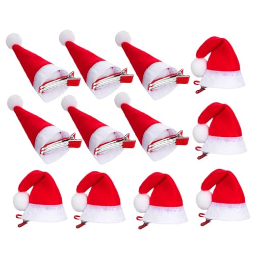 CALLARON 12stücke Weihnachts-mini-haarspangen Niedliche Mützen-haarclips Für Mädchen Haarschmuck Für Weihnachtsfeiern Cosplay Und Festliche Anlässe Charmante Haaraccessoires von CALLARON