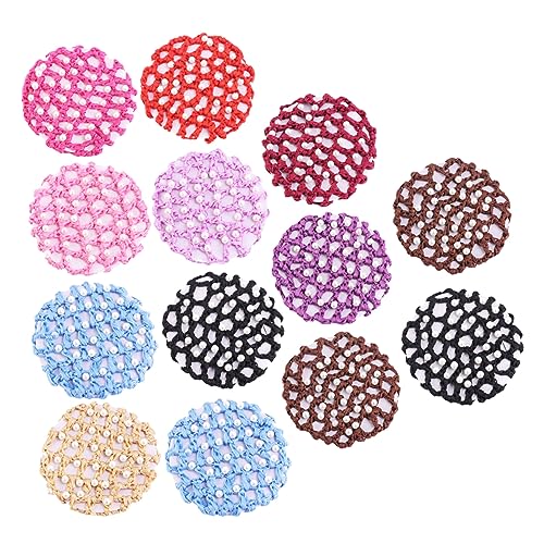 CALLARON 13 Stücke Damen Häkeln Haarnetz Elastisches Berufs Haarnetz für Dutt und Hochsteckfrisuren Strapazierfähiges und Wiederverwendbares Haardekor für Tänzerinnen und Formelle Anlässe von CALLARON