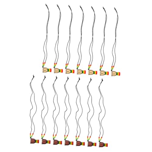 CALLARON 14st Afrikanischer Tamburin-anhänger Halsketten Für Männer Dekorative Trommel-halskette Schicke Halskette Mini Afrikanischer Trommelanhänger Geschenk Mann Einzigartig Schaffell von CALLARON