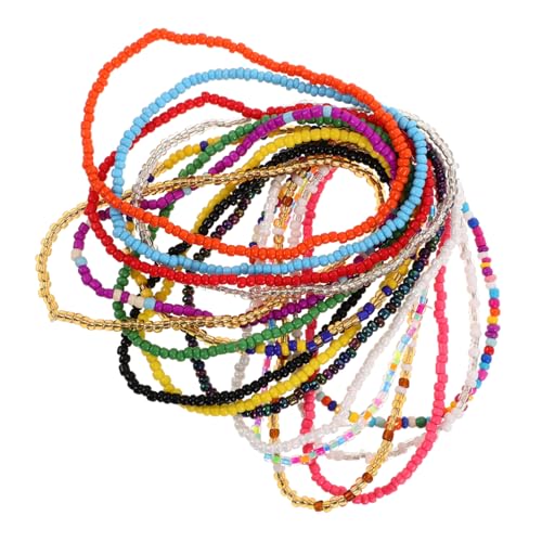 CALLARON 17 Stück Bunte Handgefertigte Glasperlen Armbänder für Frauen und Mädchen Boho Stil Fußkettchen für Strandpartys und Freizeitaktivitäten von CALLARON