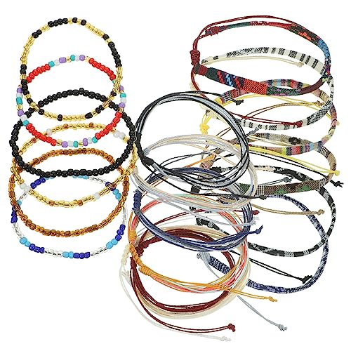 CALLARON 18 Stück Teiliges Leichte Handgewebte Fußkettchen mit Perlen Modischer Boho Schmuck für Damen Vielseitig Einsetzbar für Alltag und Party Farbenfrohe Stoffarmbänder von CALLARON