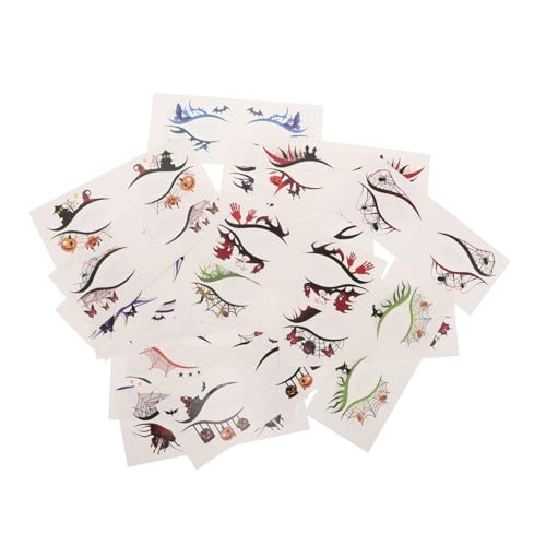 CALLARON 19 Stück Teiliges Halloween Augen-make-up Sticker Wasserdichte Temporäre Eyeliner Tattoos mit Kürbis Totenkopf und Spinnennetz Motiven Schnelles Auftragen Hautfreundlich für von CALLARON