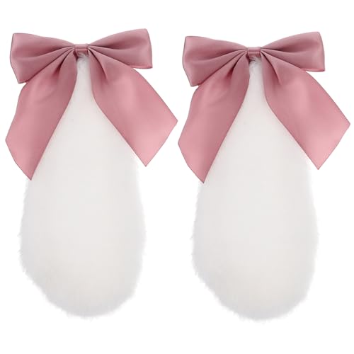 CALLARON Schleife Haarspangen Stilvolle Hasenohr Haarspange Für Mädchen Cosplay Party Haarschmuck Kunsthaar Mit Clip Für Halloween Karneval Mottoparty von CALLARON