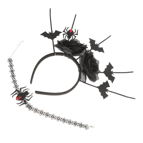 CALLARON 1satz Gothic Halloween Set Spinnen Haarreif Rosen Choker Halskette Für Kostüm-accessoires Für Cosplay Und Mottopartys von CALLARON
