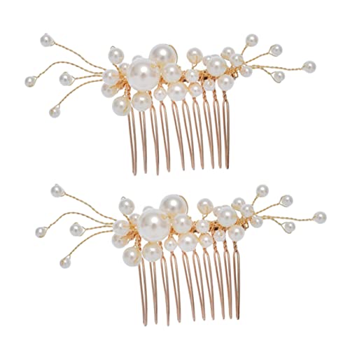 CALLARON Perlen Haarkamm Damen Hochzeit Braut Schmuck Legierung Goldener Brautkamm Kopfschmuck Für Abendessen Tanzveranstaltungen von CALLARON