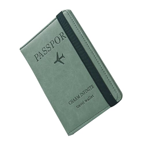 CALLARON 1stück RFID Wallet Aus Pu-Leder Multifunktionale Dokumentenmappe Für Damen Dünner Grüner Reisegeldbeutel Für Pässe Ausweise Und Geld von CALLARON