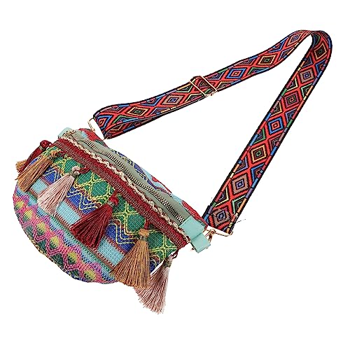 CALLARON Tasche Im Ethno-Stil Brusttasche Mit Breitem Riemen Für Damen Verstellbarer Gürtel Modische Quastentasche Für Unterwegs von CALLARON