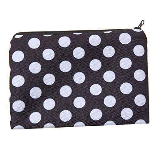 CALLARON Kosmetiktasche Für Damen Tragbare Make-up-Tasche Aufbewahrungstasche Für Kosmetik Stifttasche Für Studenten Schwarz Mit Weißen Runden Punkten von CALLARON
