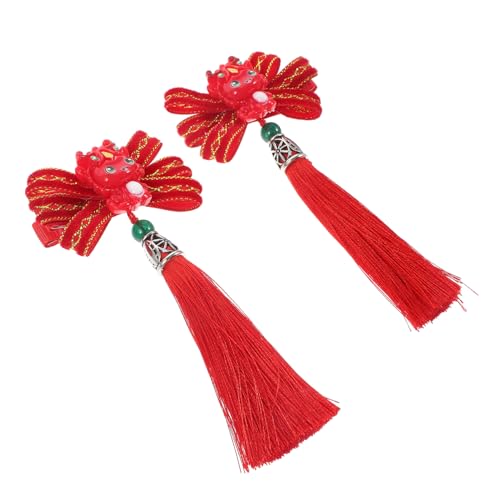 CALLARON 1paar Chinesische Haarklammern Mit Quasten Rot Für Hanfu-stil Teiliges Traditionelle Haaraccessoires Für Mädchen Ergänzung Für Festliche Anlässe von CALLARON